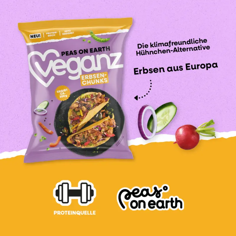 Veganz Peas on Earth Erbsen-Chunks 100g - Image 3